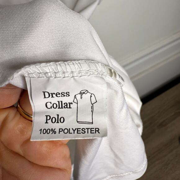 Collars & Co Dress Collar Polo Mens White Shirt Medium Performance Golf Casual - Picture 3 of 8